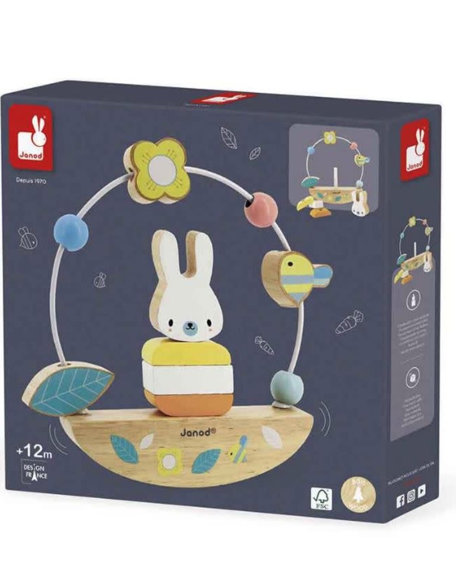Janod PURE BEAD MAZE AND ROCKING RABBIT