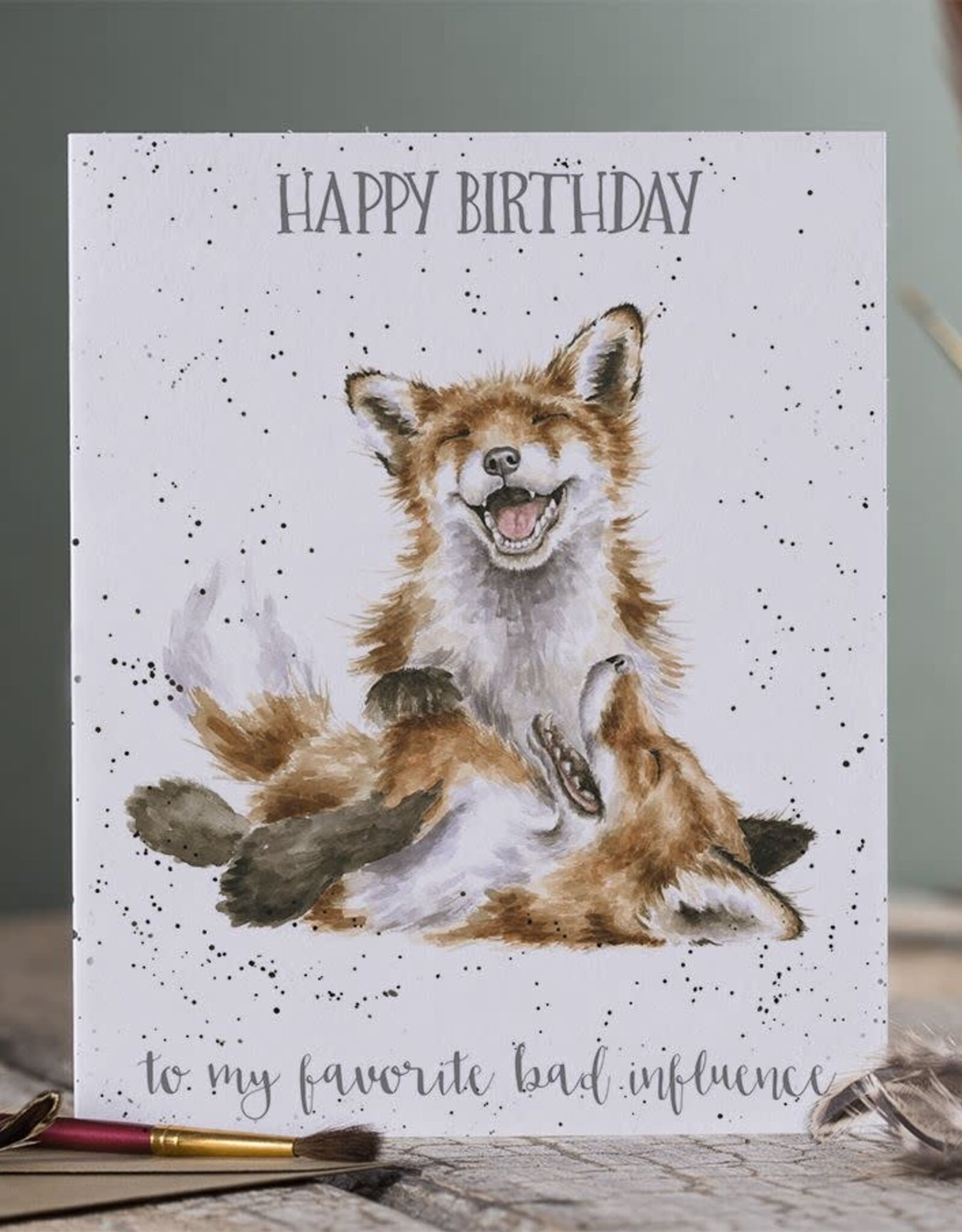 Wrendale Design Card - Birthday 'Favorite Bad Influence' Fox Single Card