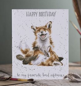 Wrendale Design Card - Birthday 'Favorite Bad Influence' Fox Single Card