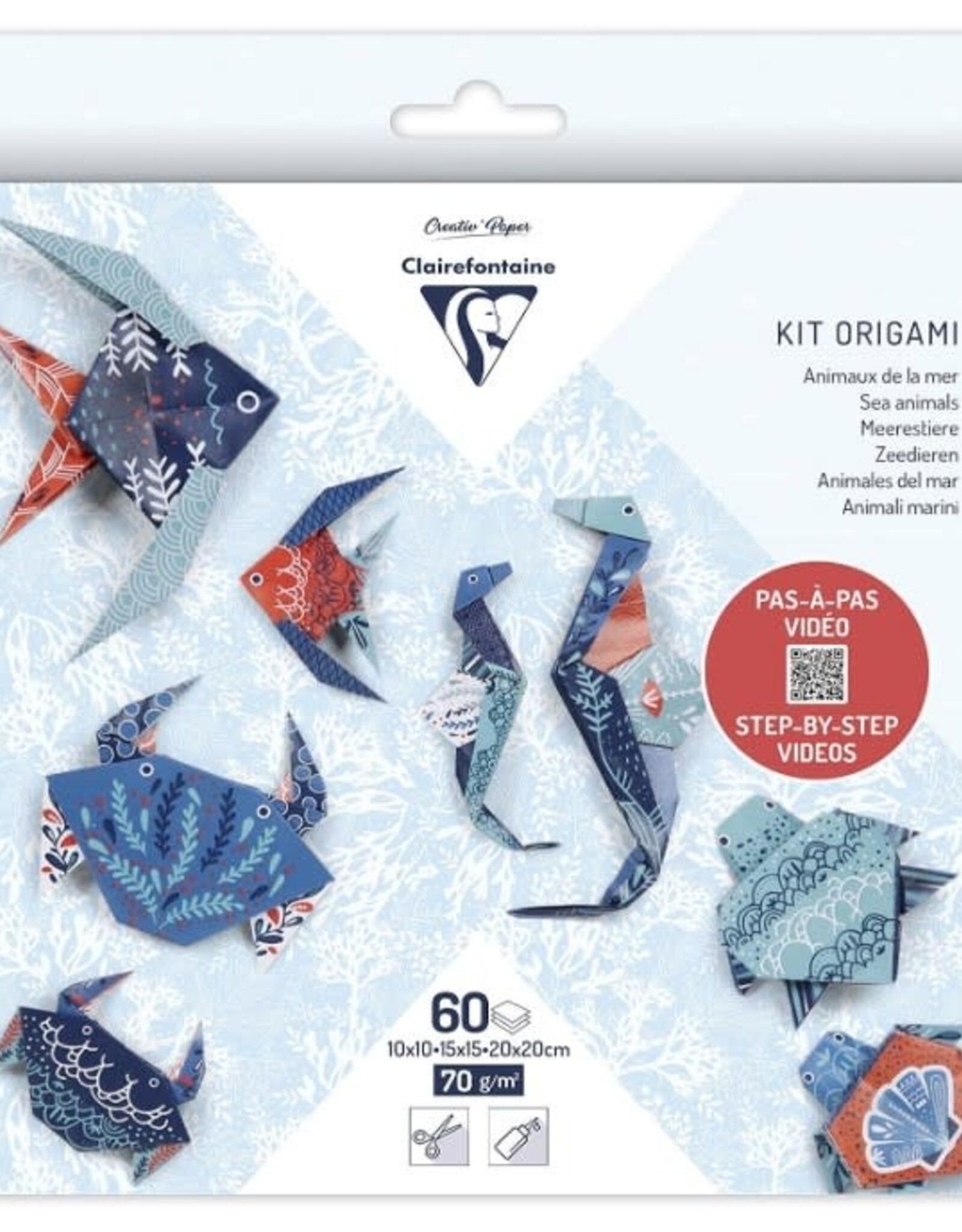 Clairefontaine ORIGAMI KIT 60 SHEETS - SEA ANIMALS