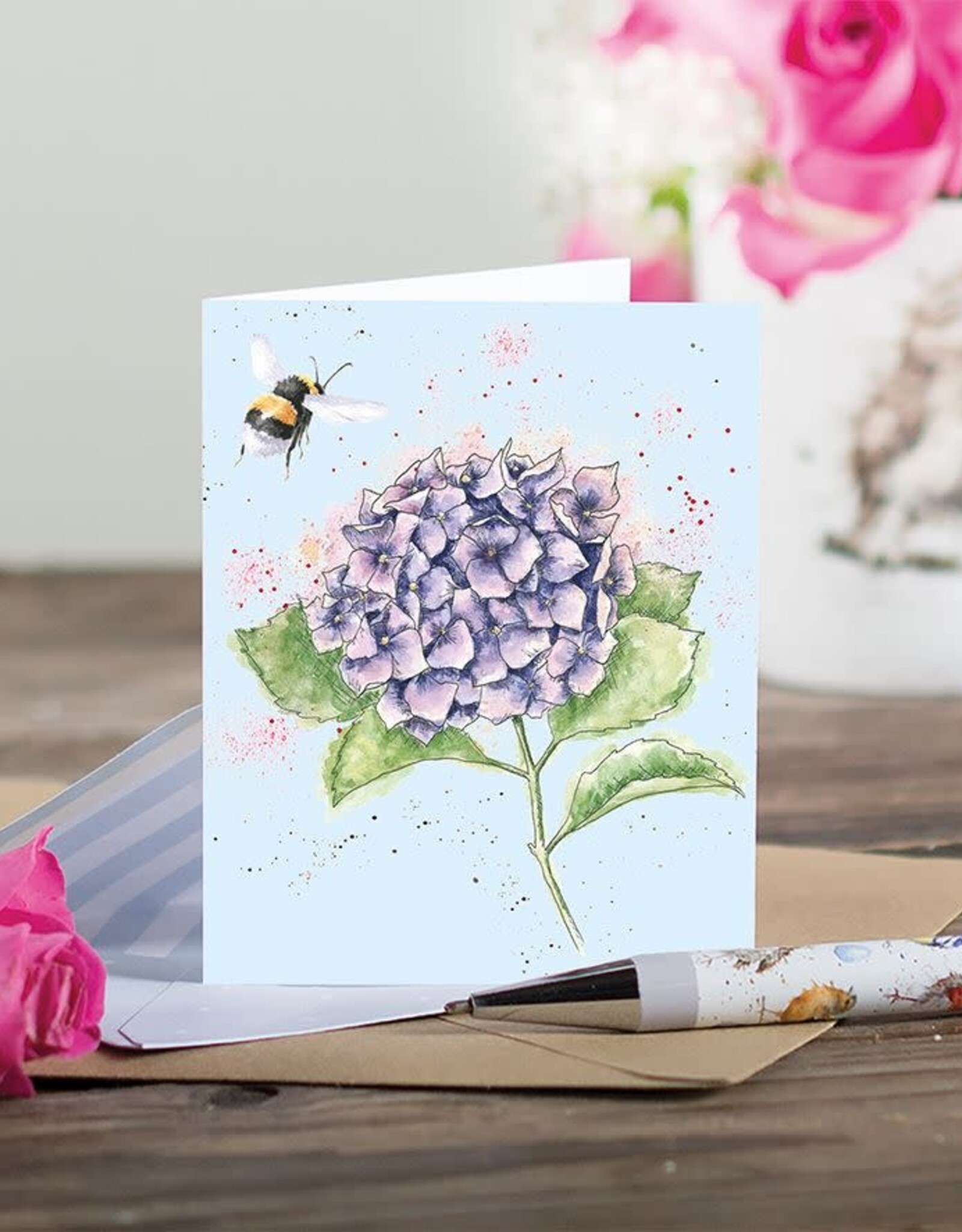 Wrendale Design CARD-HYDRANGEA GIFT ENCLOSURE