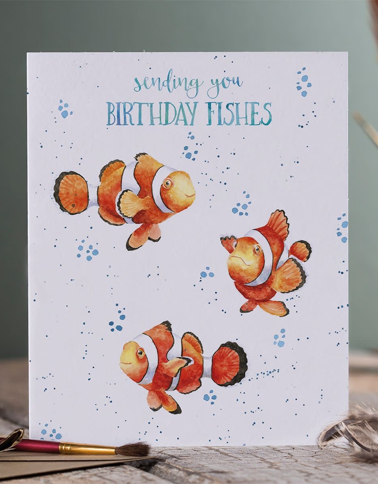Wrendale Design CARD-BRITHDAY FISHES SINGLE