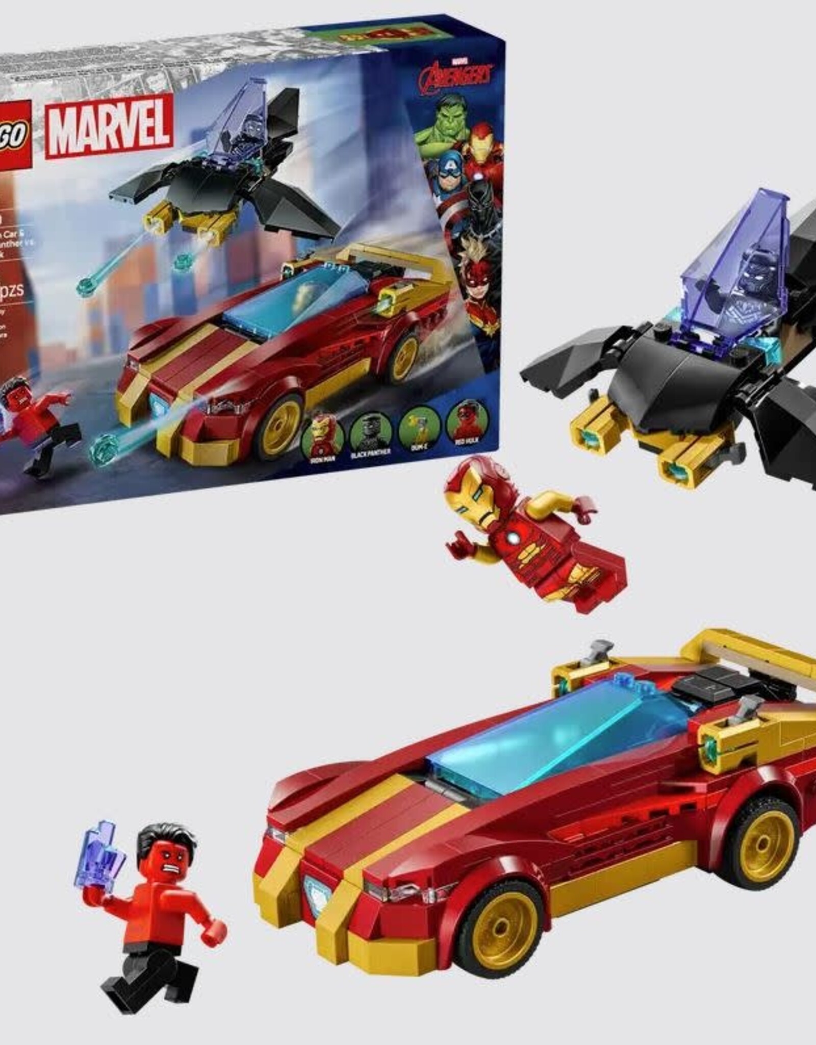 LEGO 76310 Iron Man Car & Black Panther vs. Red Hulk