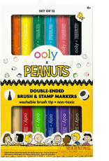 OOLY SOON-OOLY x Peanuts - Double-Ended Brush & Stamp Markers (Set of 6 / 12 Colors)