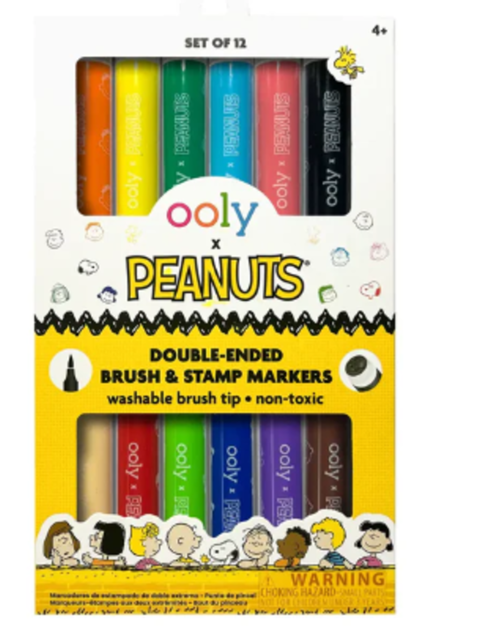 OOLY SOON-OOLY x Peanuts - Double-Ended Brush & Stamp Markers (Set of 6 / 12 Colors)