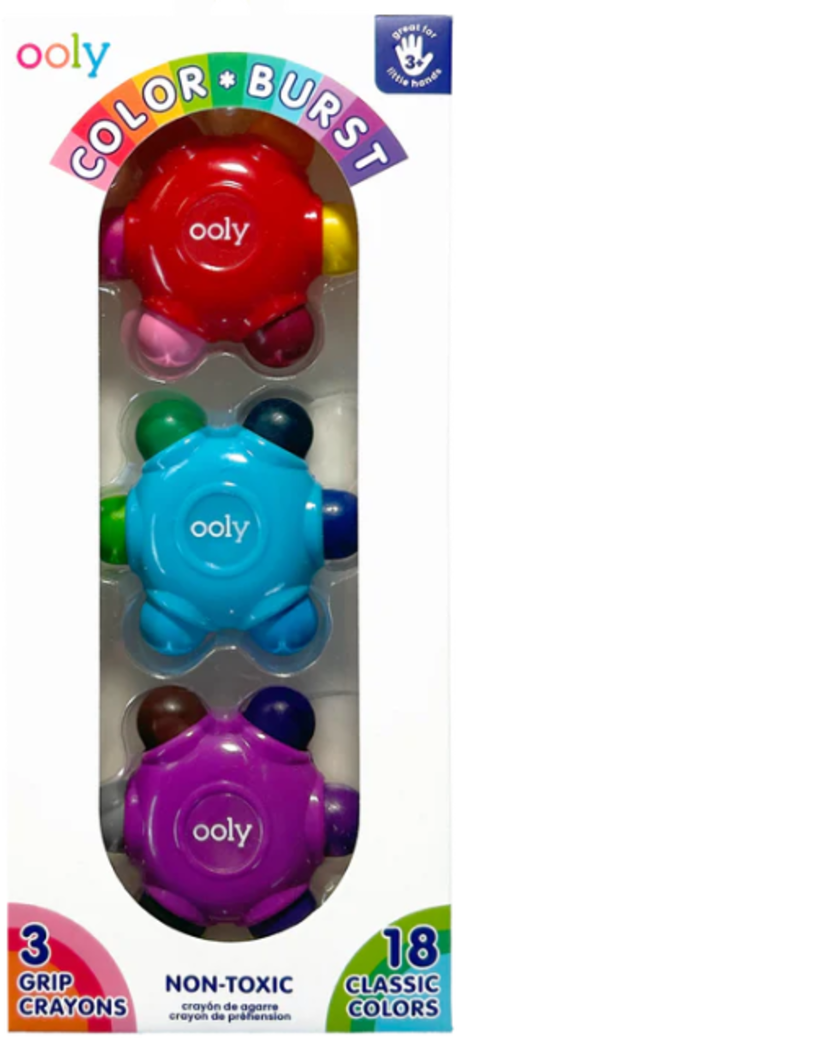 OOLY SOON-Color Burst - Grip Crayons (Set of  3/18 Classic Colors)