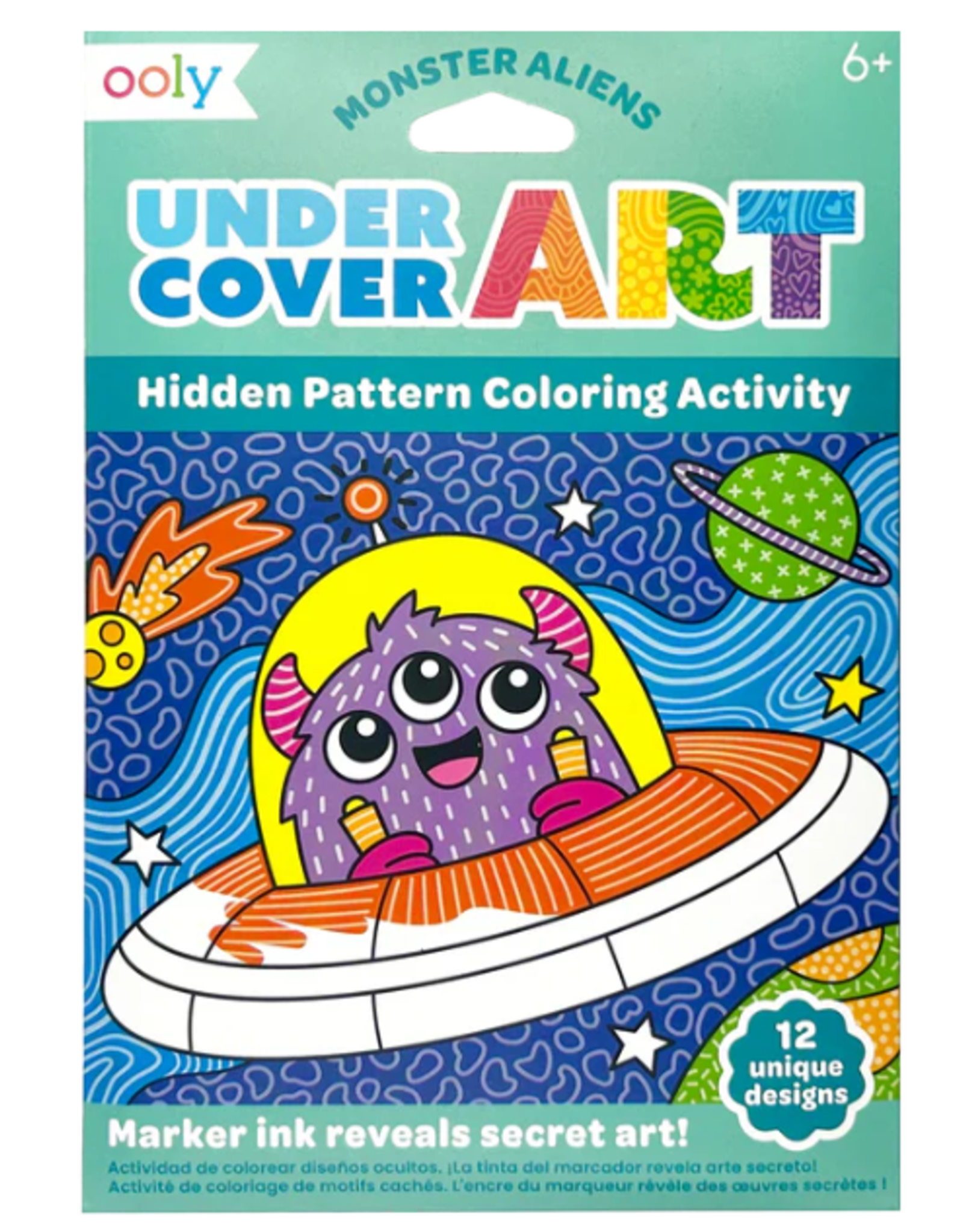 OOLY SOON-Undercover Art - Hidden Pattern Coloring Activity - Monster Aliens (12 PC Set)