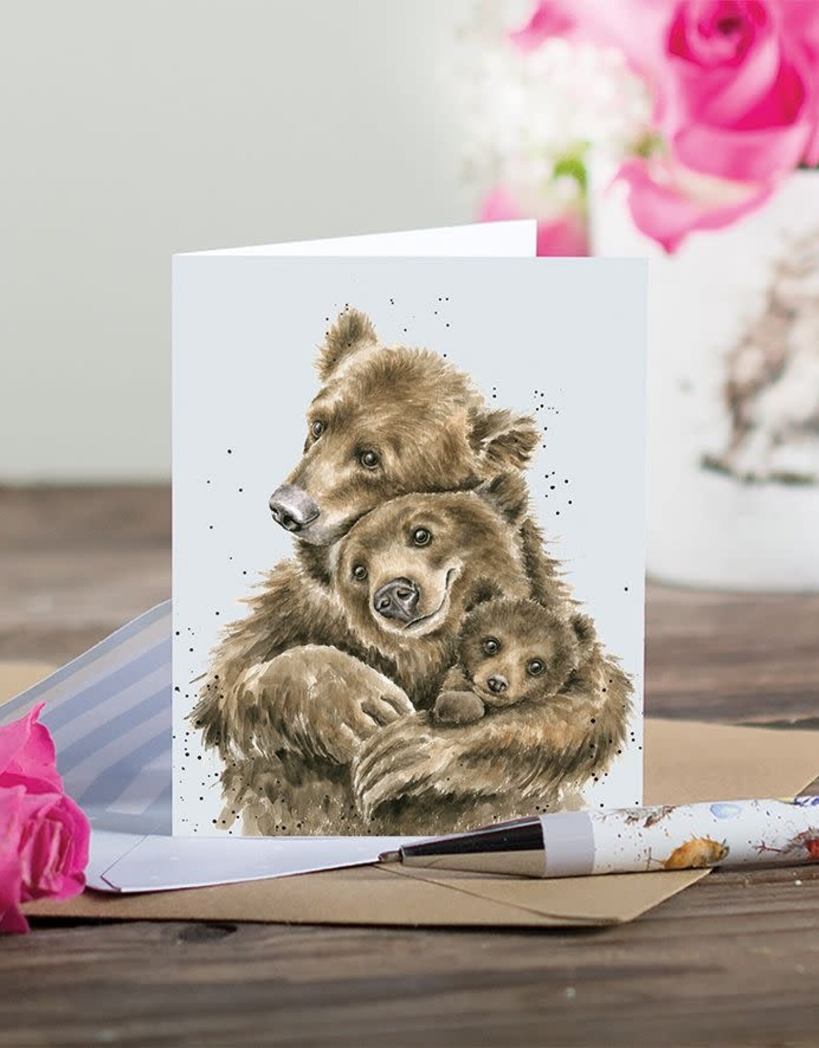 Wrendale Design Card-Bear Hugs Gift Enclosure