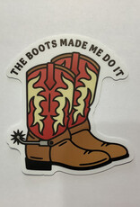 Stickers NW THE BOOTS MADE ME DO IT RED COWBOY BOOTS STICKER