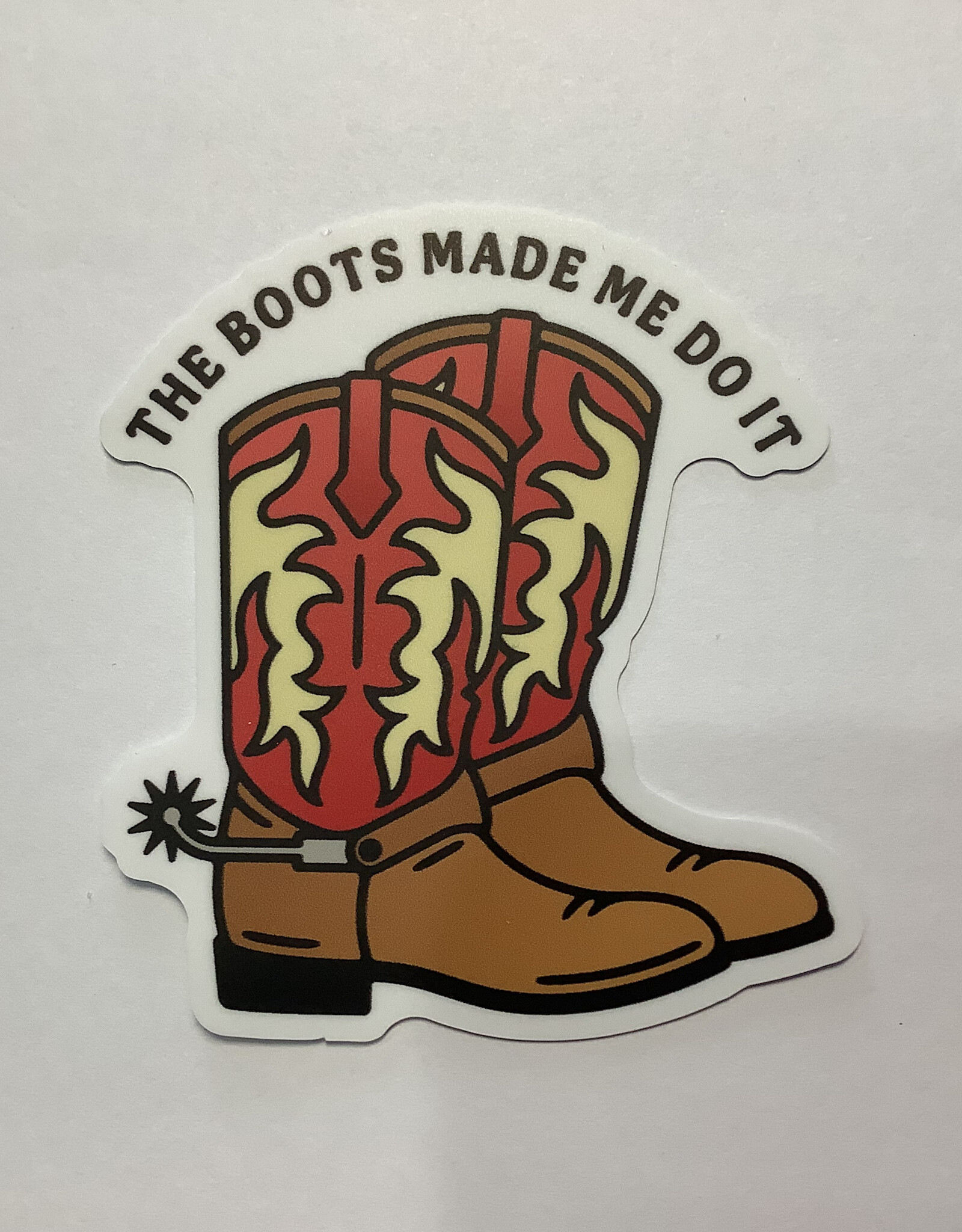 Stickers NW THE BOOTS MADE ME DO IT RED COWBOY BOOTS STICKER