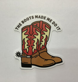 Stickers NW THE BOOTS MADE ME DO IT RED COWBOY BOOTS STICKER