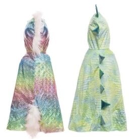 Great Pretenders Rainbow Reversible Unicorn Dragon Cape, Size 3-4