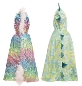 Great Pretenders Rainbow Reversible Unicorn Dragon Cape, Size 4-6