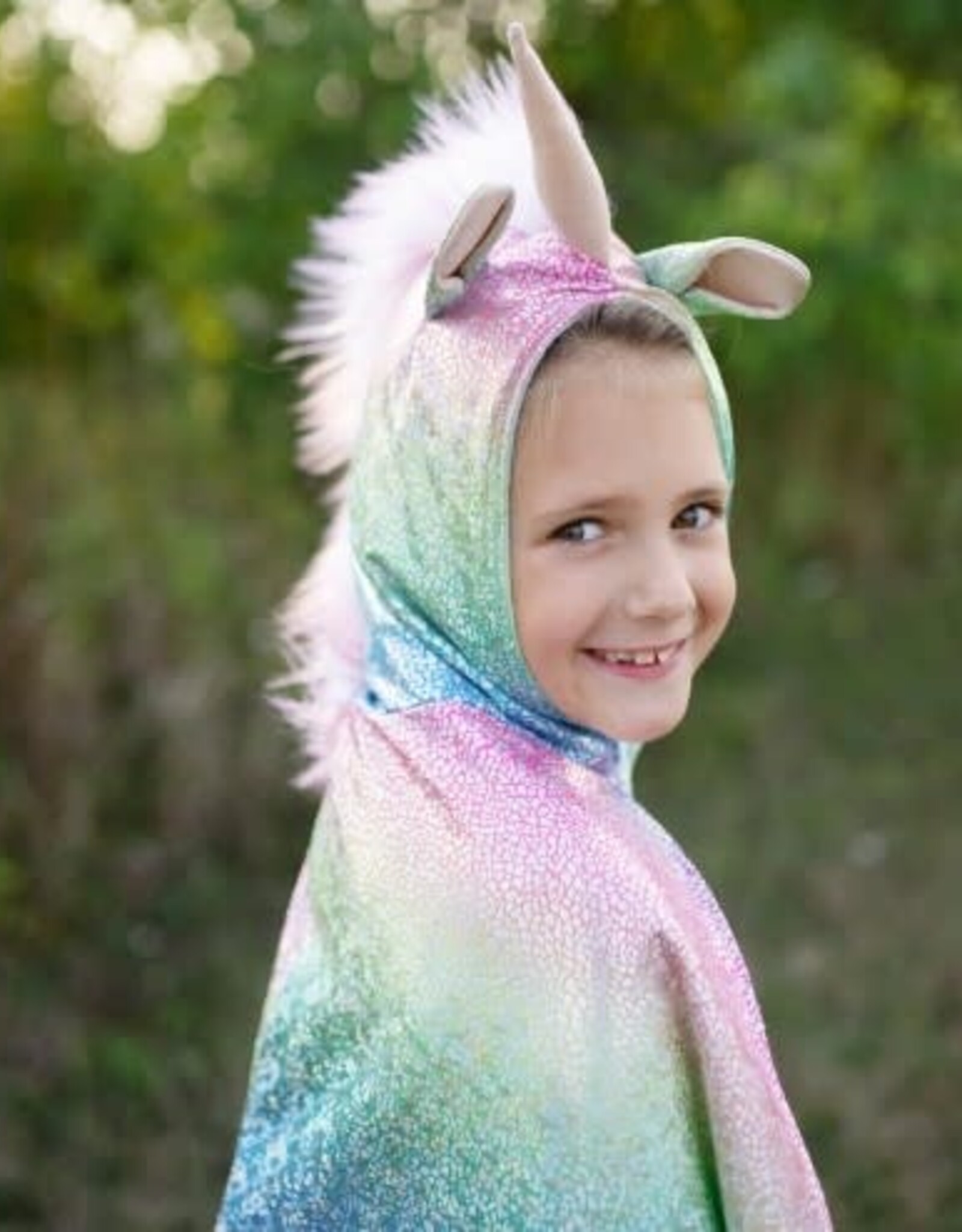 Great Pretenders Rainbow Reversible Unicorn Dragon Cape, Size 4-6