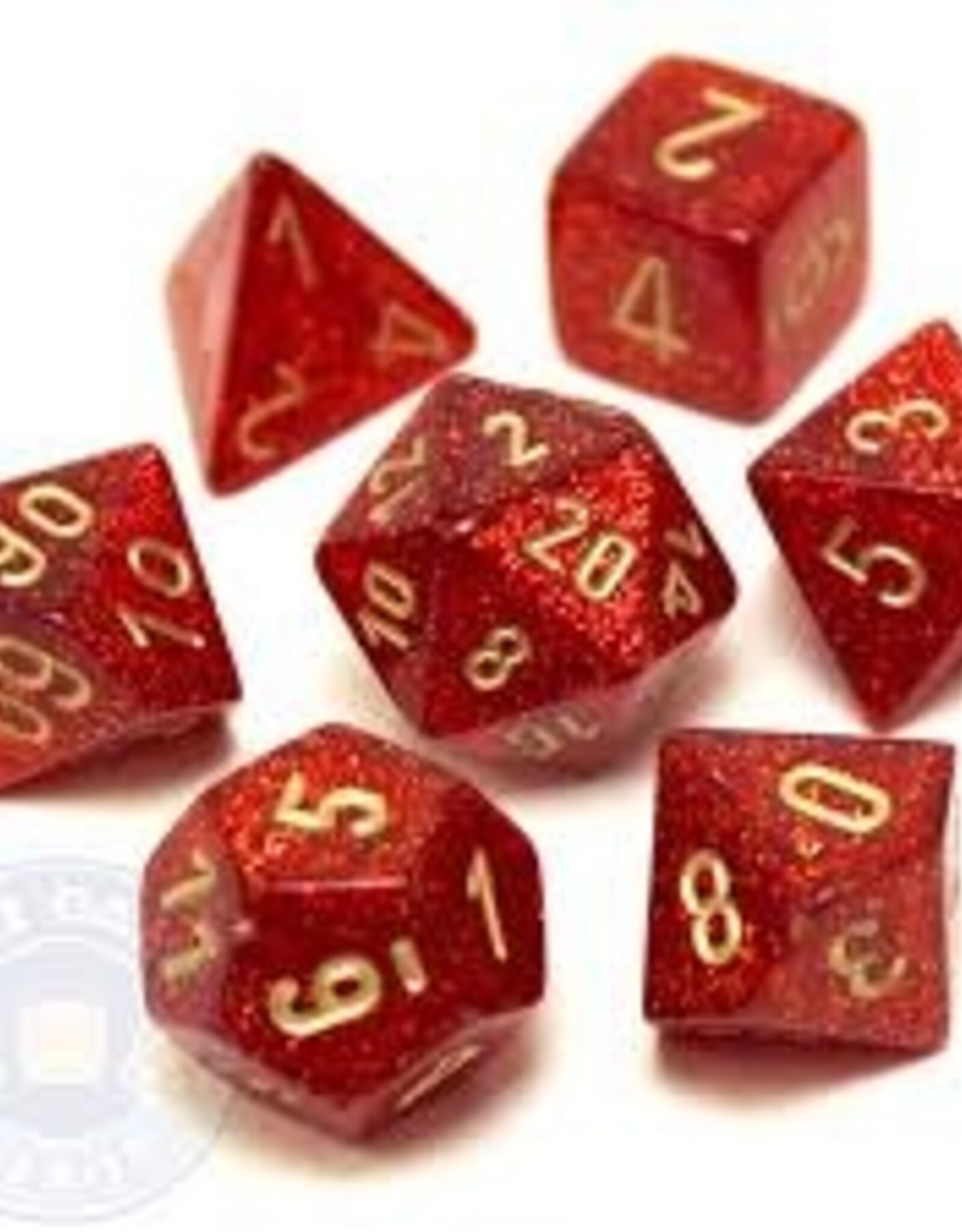 Chessex Dice - Glitter - 7Pc Ruby/Gold