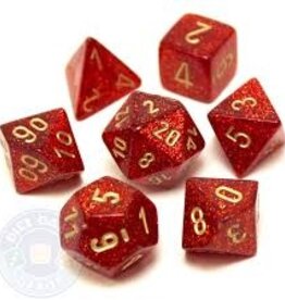 Chessex Dice - Glitter - 7Pc Ruby/Gold