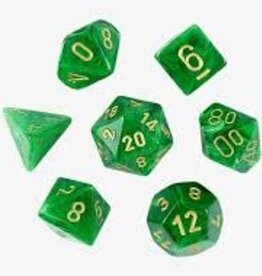 Chessex Dice - 7pc Vortex - Green/Gold Polyhedral