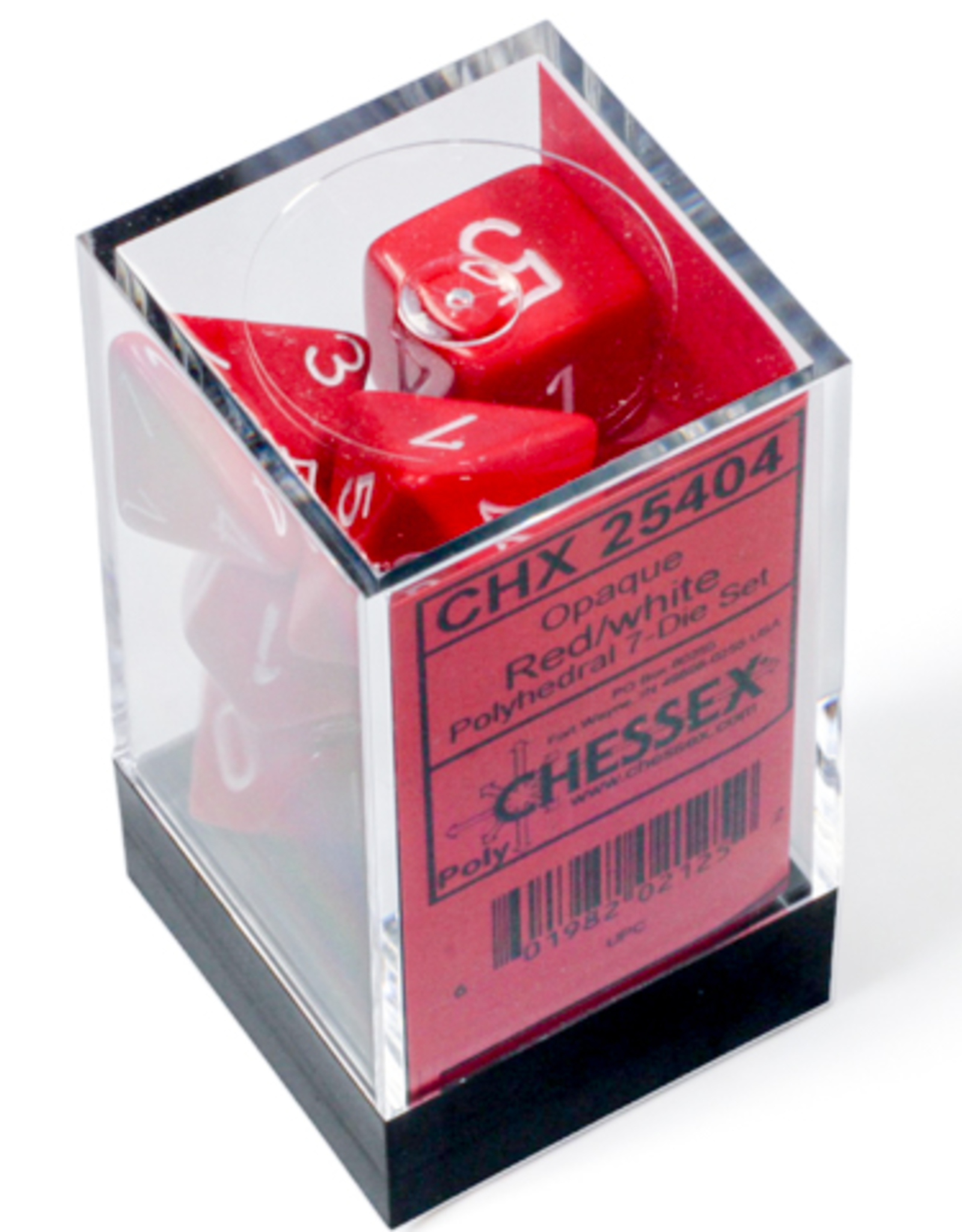 Chessex Dice - 7pc  Opaque - Red/White Polyhedral