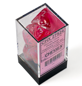 Chessex Dice - 7pc Ghostly Glow - Pink/Silver Polyhedral