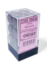 Chessex Dice - Opaque - 12D6 Black/Pink