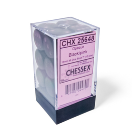 Chessex Dice - Opaque - 12D6 Black/Pink