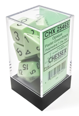Chessex Dice - 7 pc Opaque - Pastel  Green/Black Polyhedral