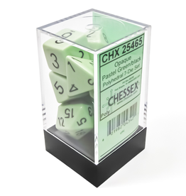 Chessex Dice - 7 pc Opaque - Pastel  Green/Black Polyhedral