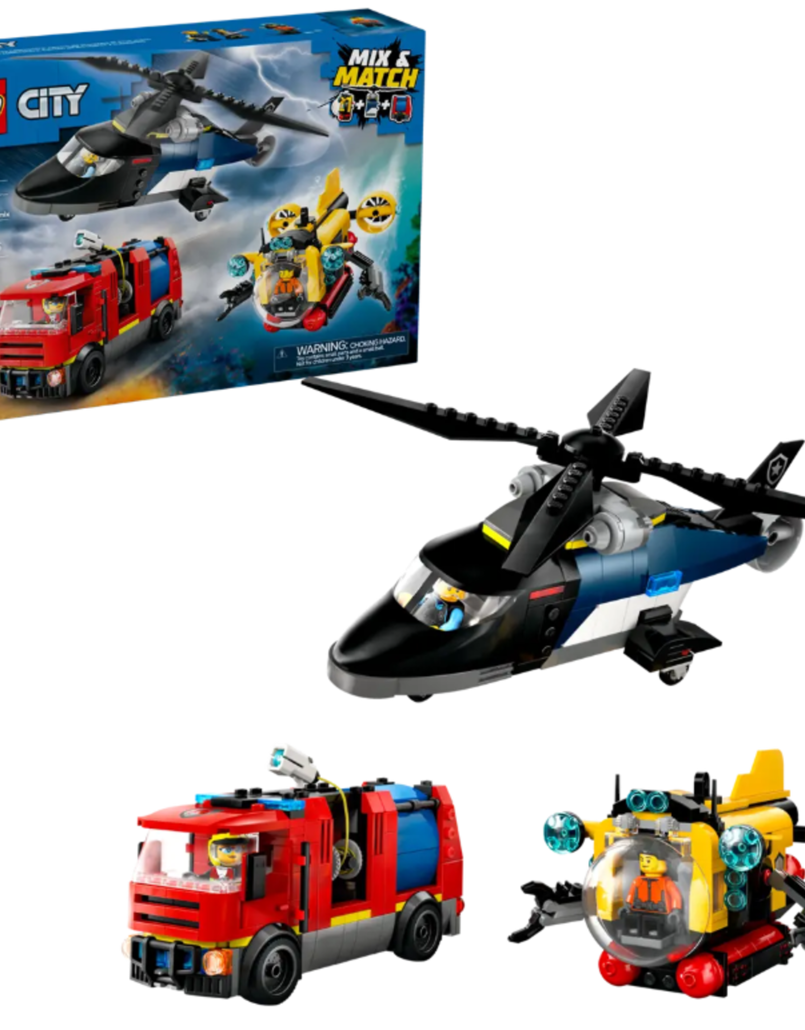 LEGO 60462 Helicopter, Fire Truck & Submarine Remix