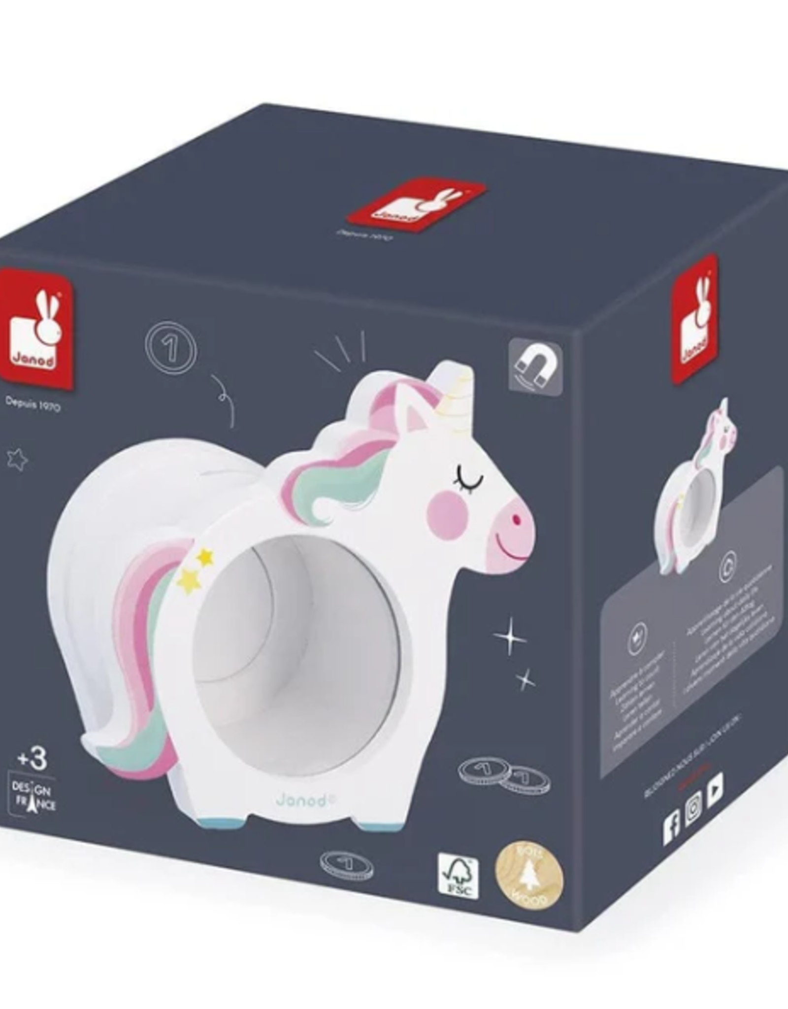 Janod Wooden MONEY BOX - UNICORN