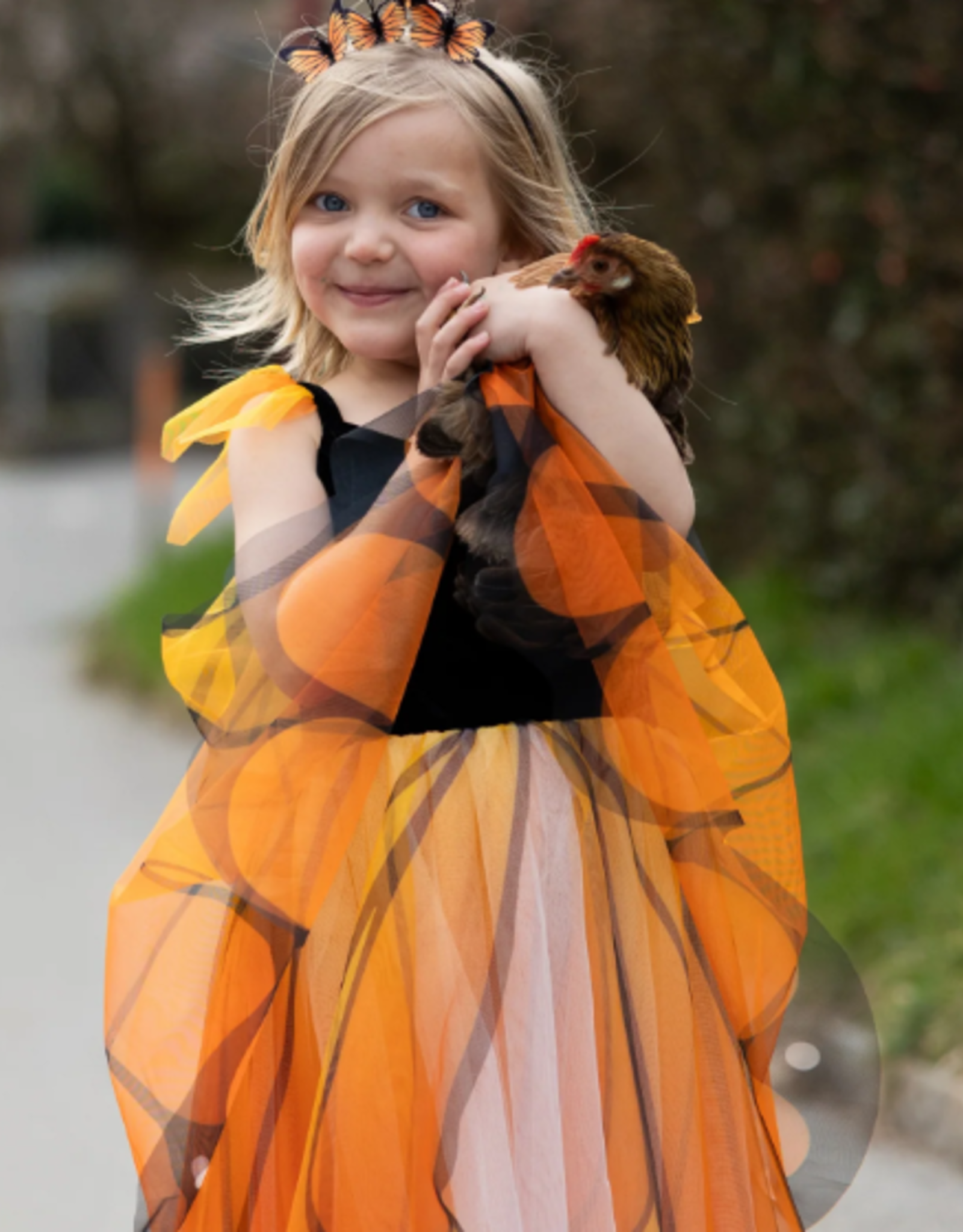 Great Pretenders Monarch Butterfly Twirl Dress with Wings & Headband Size 5-6