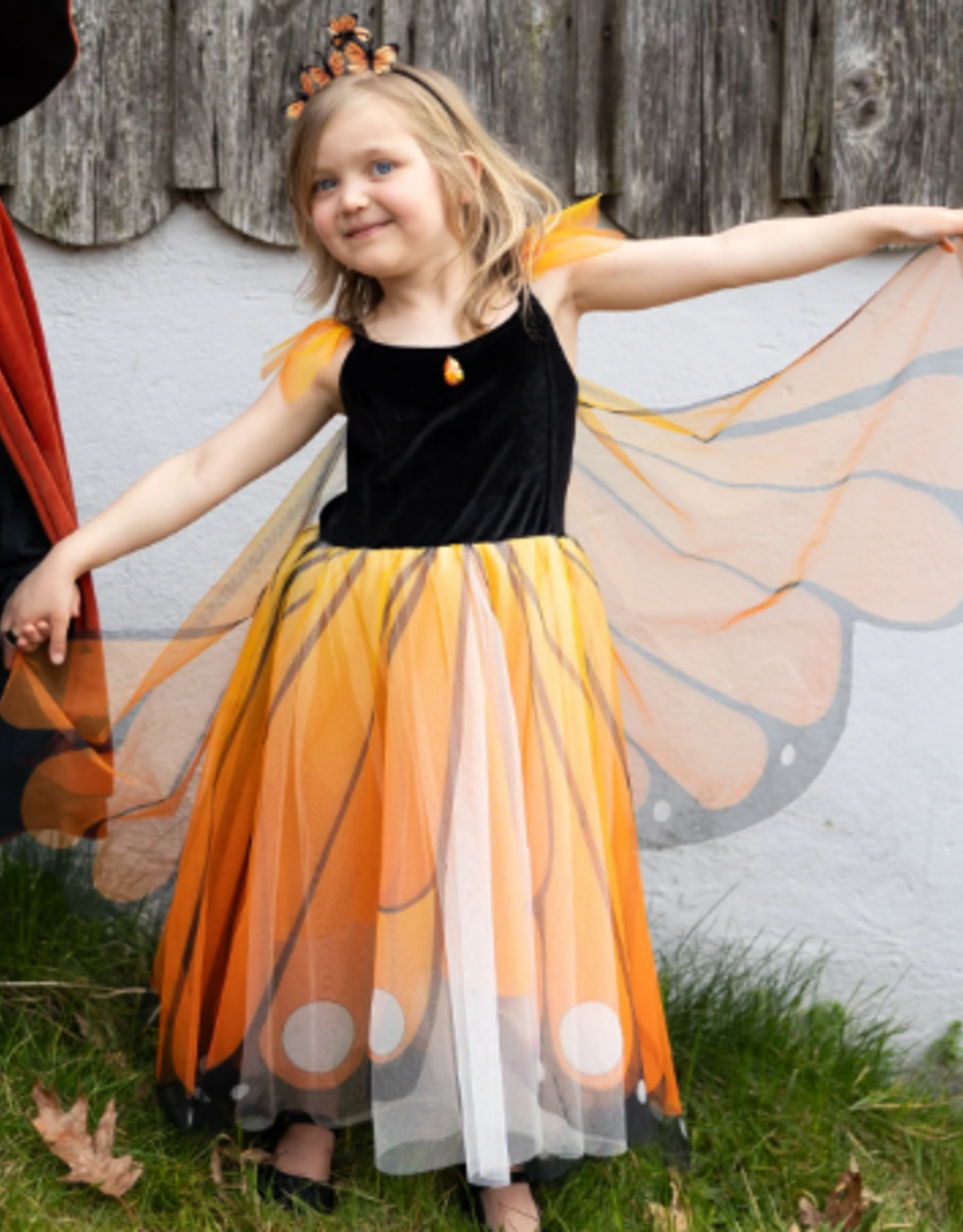 Great Pretenders Monarch Butterfly Twirl Dress with Wings & Headband Size 3-4