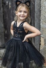Great Pretenders Black Cat Dress & Headpiece Size 5-6