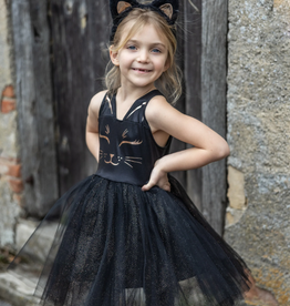 Great Pretenders Black Cat Dress & Headpiece Size 5-6