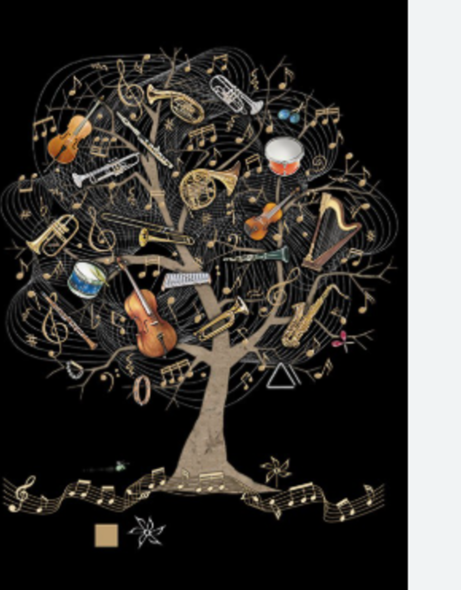 Bug Art Greeting Card - Tree with instruments