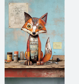 Bug Art Greeting Card - Fox metal