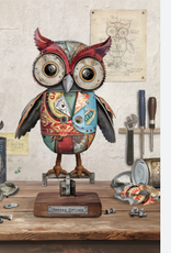 Bug Art Greeting Card - Owl metal