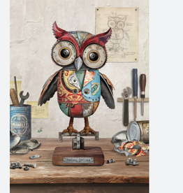 Bug Art Greeting Card - Owl metal