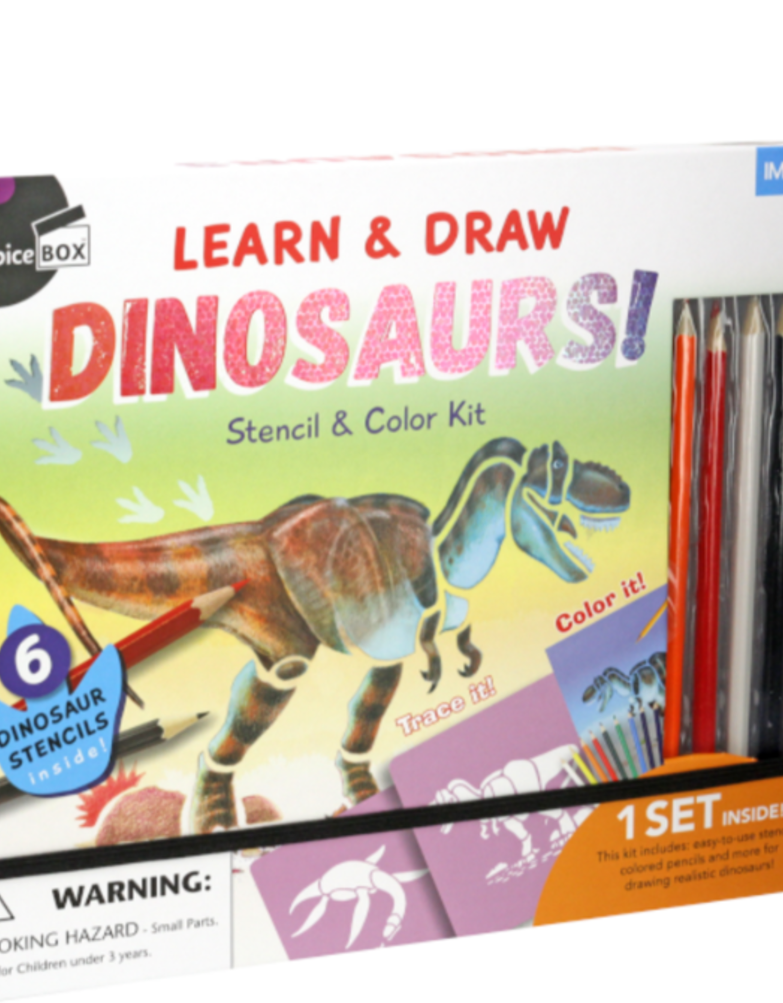 SpiceBox Learn to Draw Dinosaurs Stencil & Color Kit