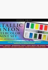 Peter Pauper Press METALLIC & NEON WATERCOLOR PAINT SET