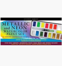 Peter Pauper Press METALLIC & NEON WATERCOLOR PAINT SET