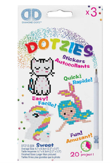 Diamond Dotz Dotzies Stickers - Unicorn, Kitten, Mermaid 18x10