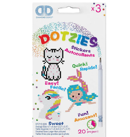 Diamond Dotz Dotzies Stickers - Unicorn, Kitten, Mermaid 18x10