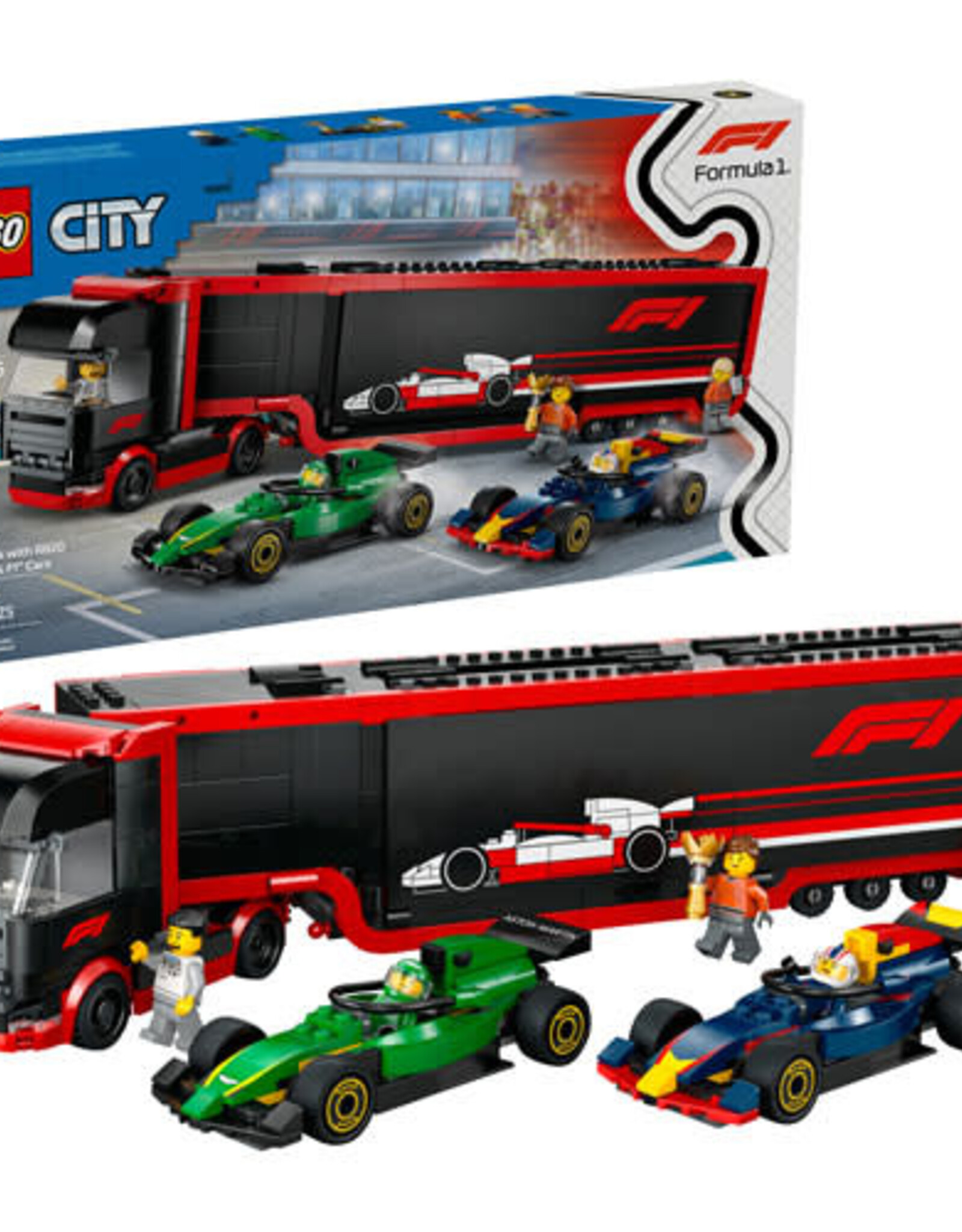 LEGO 60445 F1® Truck with RB20 & AMR24 F1® Cars