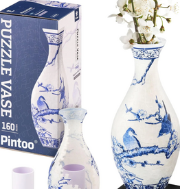 Pintoo Magpies on Plum Tree  - Puzzle Vase