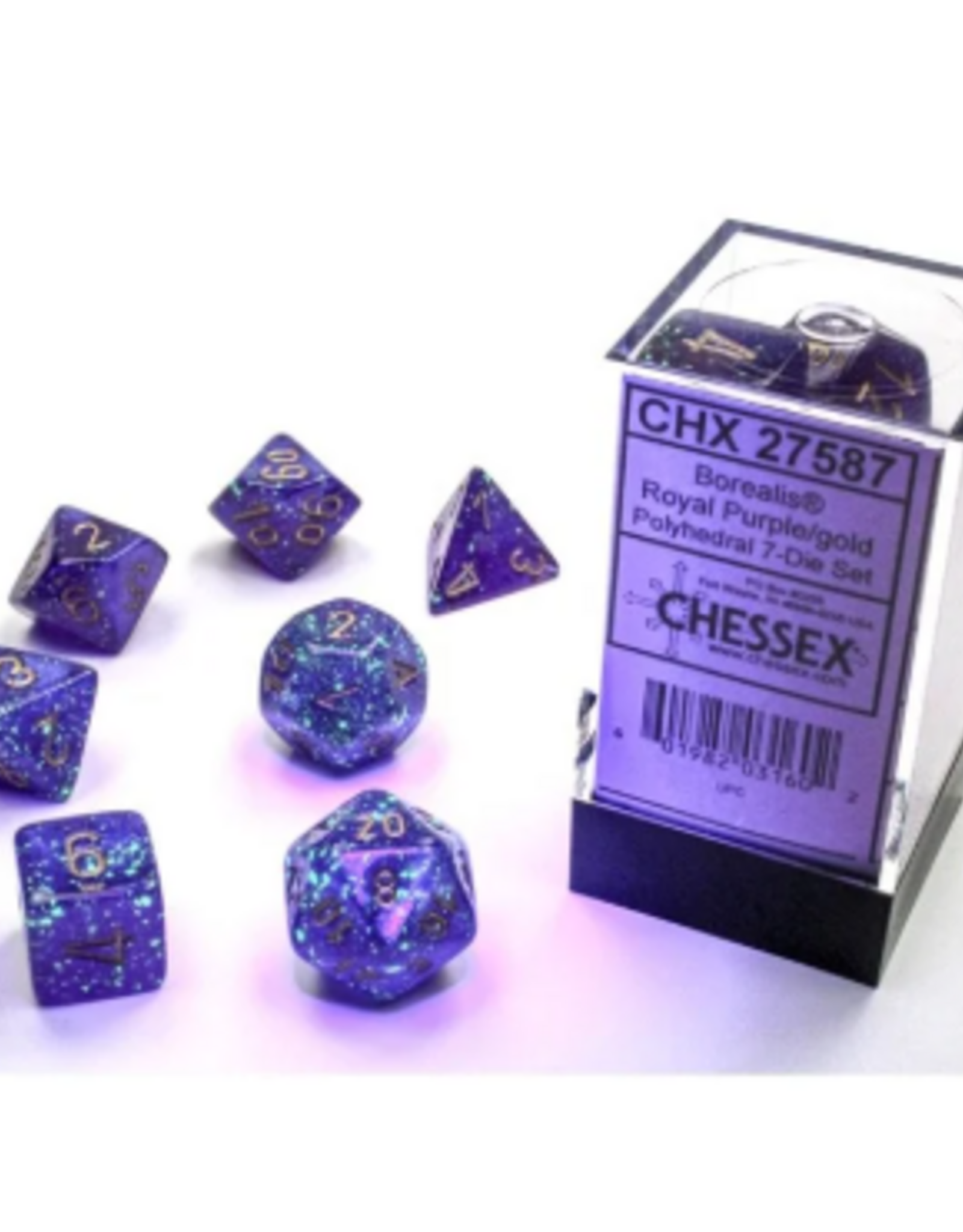 Chessex Borealis 7-Die Set Royal Purple/Gold Luminary