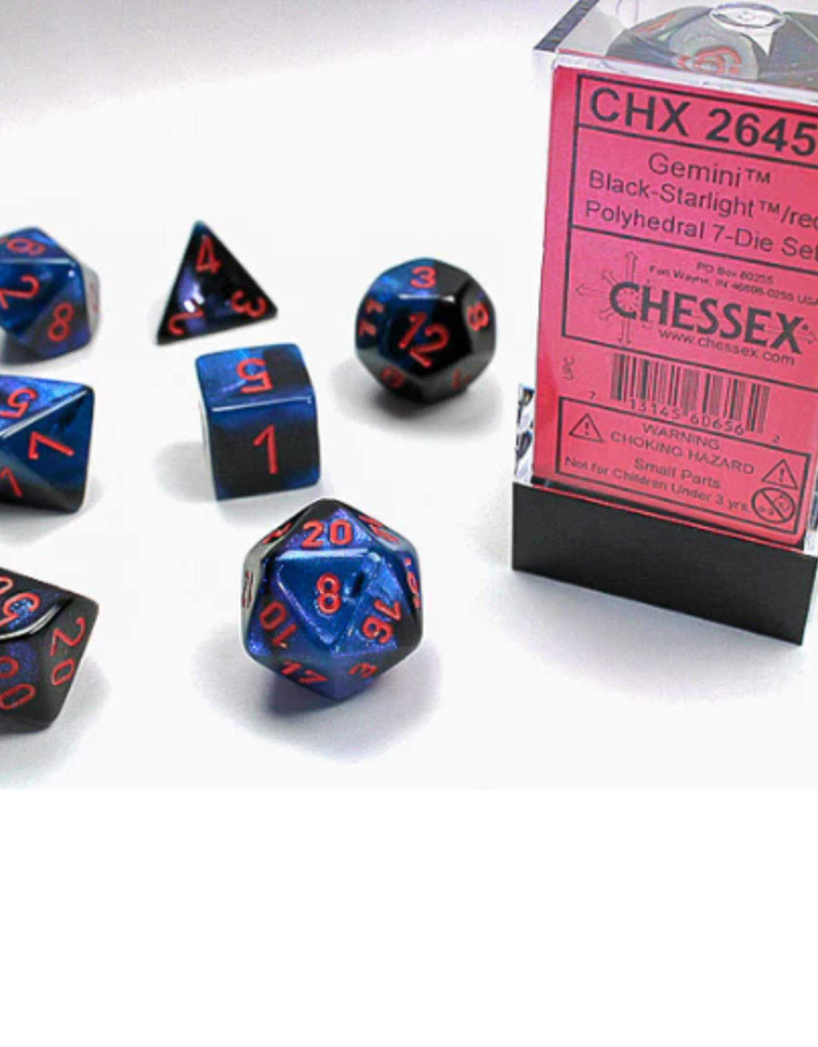 Chessex Gemini 7-Die Set Black-Starlight/Red