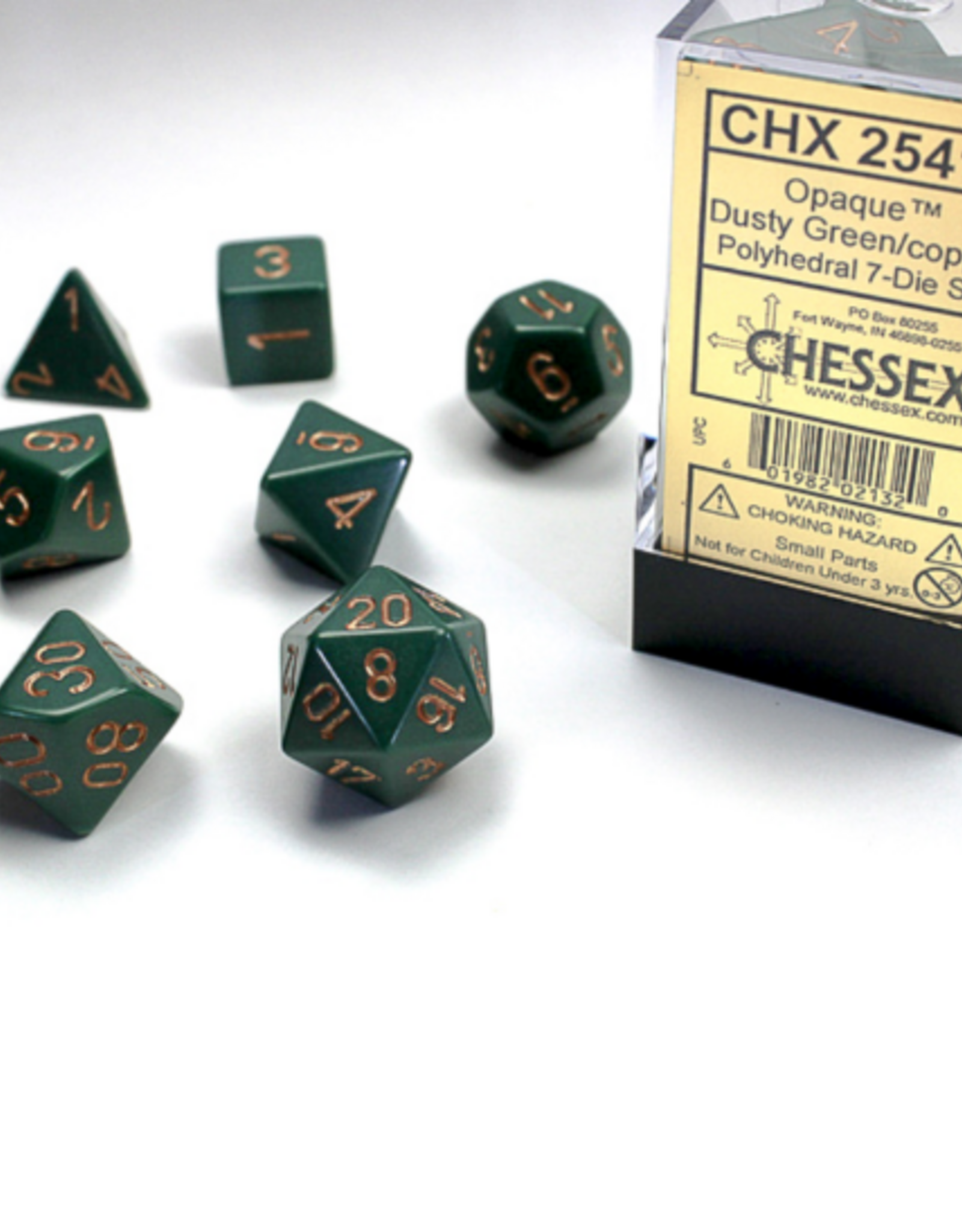 Chessex Opaque 7-Die Set Dusty Green/Copper