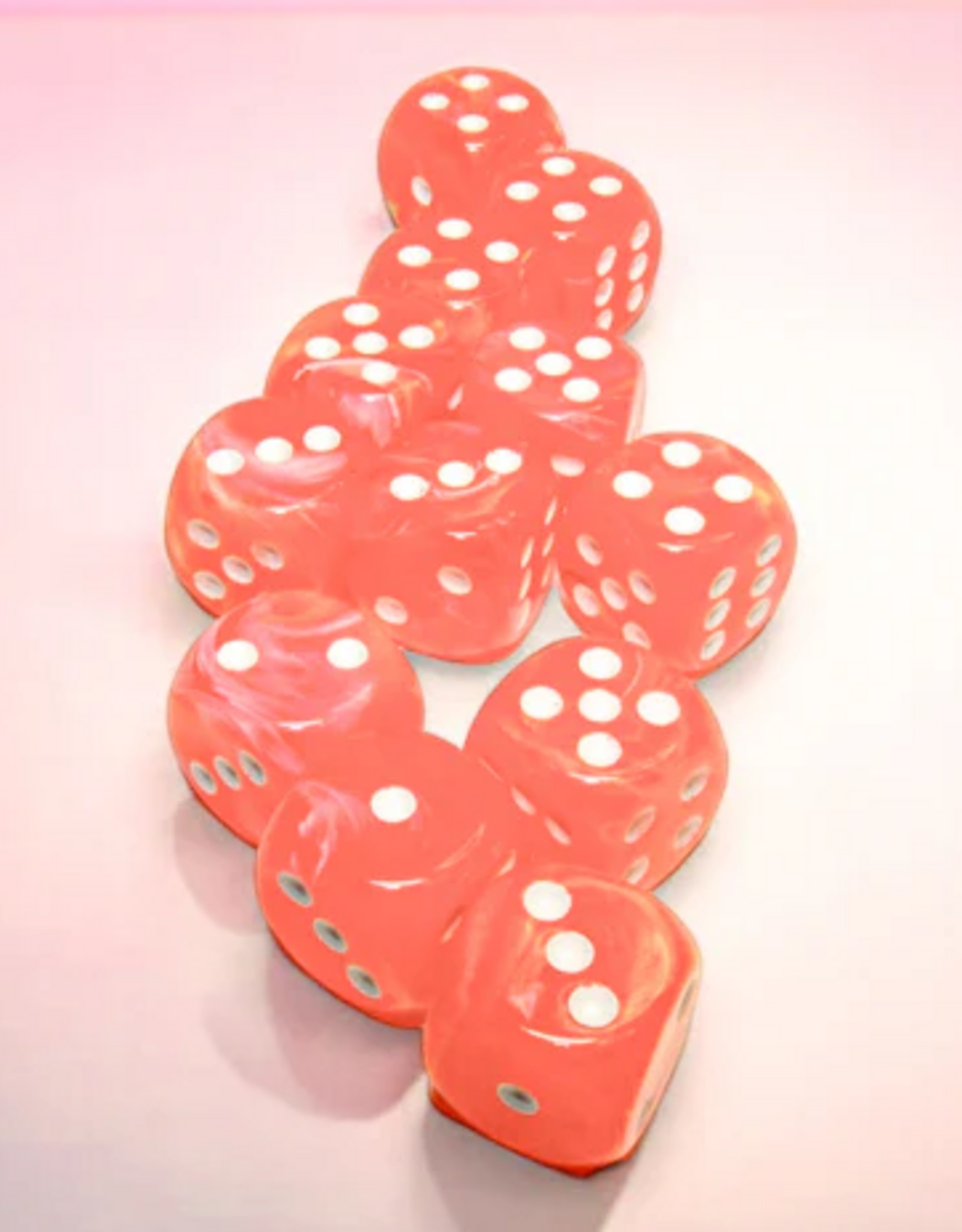 Chessex Festive 12D6 Dahlia/White Luminary 16mm