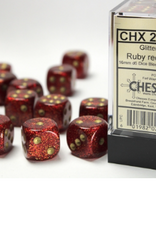 Chessex Glitter 12D6 Ruby/Gold 16mm