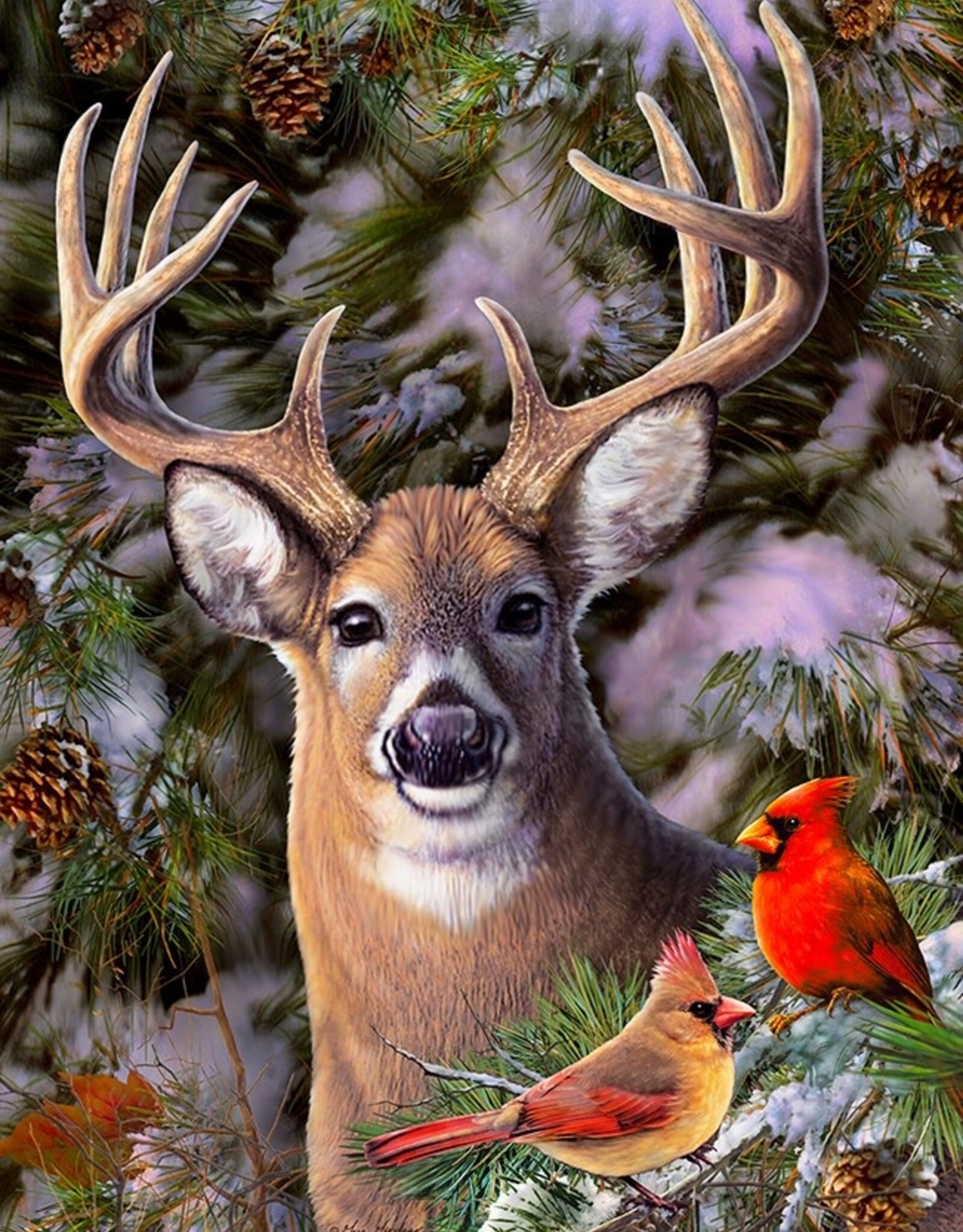 Cobble Hill One Deer Two Cardinals 500pc (CH85014)